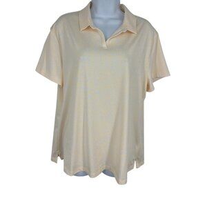 Nike Dri-Fit Yellow & White Standard Fit Women's Polo Shirt Size XL